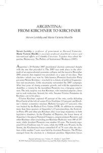 Argentina: From Kirchner to Kirchner Steven Levitsky and María Victoria Murillo