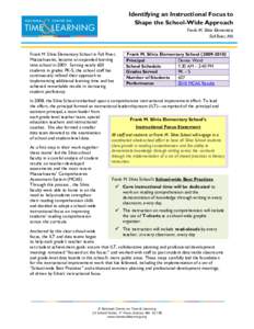 Identifying an Instructional Focus to Shape the School-Wide Approach Frank M. Silvia Elementary Fall River, MA  Frank M. Silvia Elementary School in Fall River,