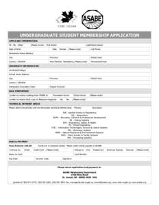 UNDERGRADUATE STUDENT MEMBERSHIP APPLICATION APPLICANT INFORMATION Mr. Ms. Other: (Please circle)