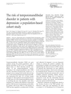  2011 John Wiley & Sons A/S  Community Dent Oral Epidemiol 2011; 39: 525–531 All rights reserved  The risk of temporomandibular