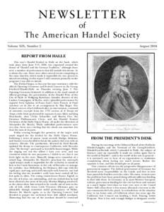 NEWSLETTER of The American Handel Society Volume XIX, Number 2  August 2004