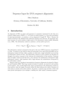 Sequence logos for DNA sequence alignments Oliver Bembom Division of Biostatistics, University of California, Berkeley October 28, [removed]