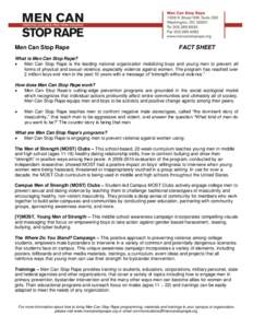 Men Can Stop Rape  FACT SHEET What is Men Can Stop Rape? 