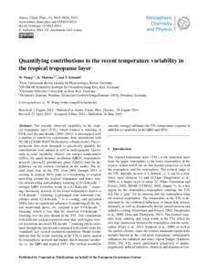 Atmos. Chem. Phys., 15, 5815–5826, 2015 www.atmos-chem-phys.netdoi:acp © Author(sCC Attribution 3.0 License.  Quantifying contributions to the recent temperature variability