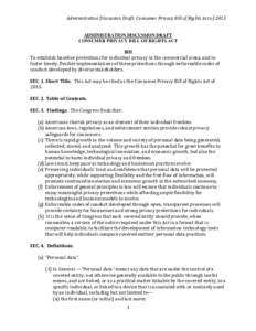 Administration Discussion Draft: Consumer Privacy Bill of Rights Act