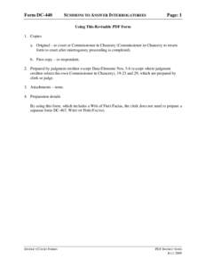 Form DC-440  SUMMONS TO ANSWER INTERROGATORIES Page: 1