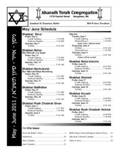 Jewish services / Culture / Hebrew calendar / Hallel / Jewish prayer / Counting of the Omer / Behaalotecha / Temple Israel / Jonathan Hausman / Judaism / Jewish culture / Shabbat