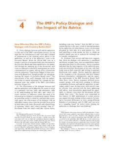 CHAPTER  4 The IMF’s Policy Dialogue and the Impact of Its Advice