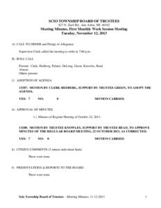Agenda / Clerk / Minutes / Second / Adjournment / Scio Township /  Michigan / Parliamentary procedure / Meetings / Principles