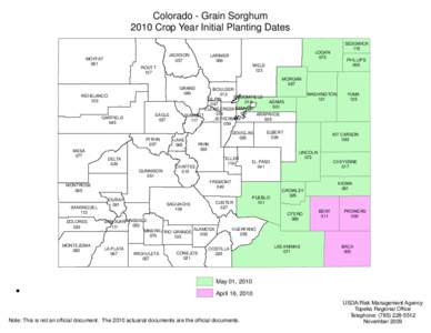 Colorado - Grain Sorghum 2010 Crop Year Initial Planting Dates JACKSON 057  MOFFAT