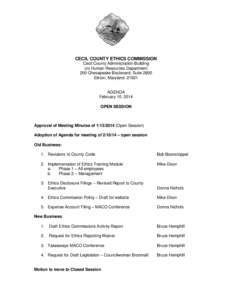 CECIL COUNTY ETHICS COMMISSION Cecil County Administration Building c/o Human Resources Department 200 Chesapeake Boulevard, Suite 2800 Elkton, Maryland 21921