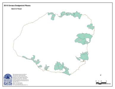 2010 Census Designated Places Island of Kauai Haena  Kalihiwai