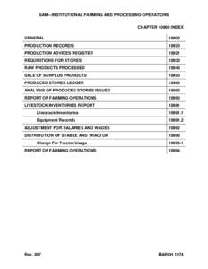 SAM—INSTITUTIONAL FARMING AND PROCESSING OPERATIONS CHAPTER[removed]INDEX GENERAL 10900