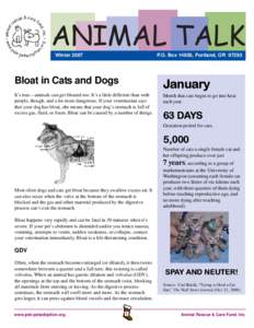 ANIMAL TALK Winter 2007 P.O. Box 14956, Portland, ORBloat in Cats and Dogs