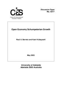 Discussion Paper  No[removed]Open Economy Schumpeterian Growth