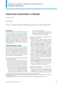 Special Feature: Comprehensive CME Program on Disaster Medicine Part 1  Conferences and Lectures Postmortem Examination in Disaster JMAJ 56(1): 37–44, 2013