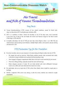 NCD Watch December[removed]Air Travel and Risk of Venous Thromboembolism