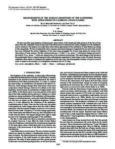 The Astronomical Journal, 134:1145 – 1149, 2007 September # 2007. The American Astronomical Society. All rights reserved. Printed in U.S.A. MEASUREMENTS OF THE SURFACE BRIGHTNESS OF THE EARTHSHINE WITH APPLICATIONS TO 