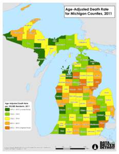 Age-Adjusted Death Rate for Michigan Counties, 2011 Keweenaw Houghton  Ontonagon