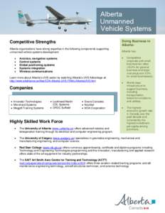 Alberta Unmanned Vehicle Systems Niche