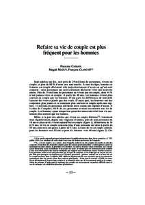 CI 156 Partie III.10 Page 223 Vendredi, 18. février:Refaire sa vie de couple est plus fréquent pour les hommes Francine CASSAN, Magali MAZUY, François CLANCHÉ(1)