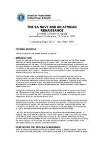 THE SA NAVY AND AN AFRICAN RENAISSANCE Selected Conference Papers