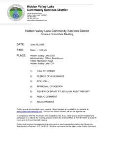 Parliamentary procedure / Agenda / Meetings / Hidden Valley Lake /  California / Public comment