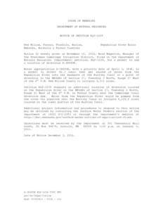 STATE OF NEBRASKA DEPARTMENT OF NATURAL RESOURCES NOTICE OF PETITION RLP-5239 Red Willow, Furnas, Franklin, Harlan, Webster, Nuckolls & Furnas Counties