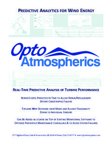 PREDICTIVE ANALYTICS FOR WIND ENERGY    REAL‐TIME PREDICTIVE ANALYSIS OF TURBINE PERFORMANCE     