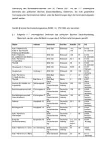 Verordnung des Bundesdenkmalamtes vom 20. Februar 2001, mit der 117 unbewegliche Denkmale des politischen Bezirkes Deutschlandsberg, Steiermark, die kraft gesetzlicher Vermutung unter Denkmalschutz stehen, unter die Bestimmungen des § 2a Denkmalschutzgesetz