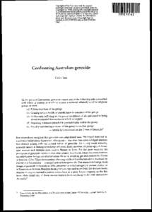 Crime / Genocide definitions / Stolen Generations / Raphael Lemkin / Keith Windschuttle / Colin Tatz / Australian Aborigines / Genocides in history / History wars / Genocide / Criminal law / Australia