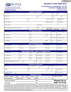 Print Form  Equipment Lease Application Kurt Feddersohn, Account Manager - Ext. 234 Linda Cone, Processor - Ext. 230