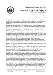 Landlocked countries / Transnistria / Organization for Security and Co-operation in Europe / Ernest Vardanean / Victor Osipov / United States Mission to the Organization for Security and Cooperation in Europe / Ilie Cazac / Moldova / Europe / Politics of Transnistria