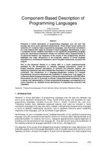 Component-Based Description of Programming Languages Peter D. Mosses