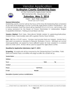 Vendor Application  n Burlington County Gardening Expo at the Community Agricultural Center