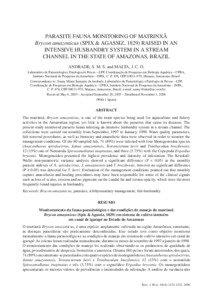 PARASITE FAUNA MONITORING OF matrinxã Brycon amazonicus (Spix & Agassiz, 1829) RAISED IN AN INTENSIVE HUSBANDRY SYSTEM IN A STREAM