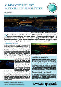 ALDE & ORE ESTUARY PARTNERSHIP NEWSLETTER Spring 2014 One of the breaches at Hazlewood Marsh, where 300 acres are still inundated.