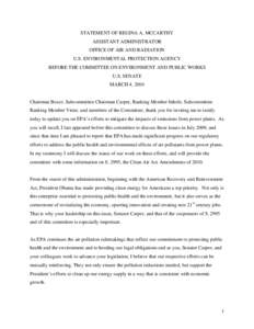 Statement Of Regina A. McCarthy, Assistant Administrator, Office of Air & Radiation, March 3, 2010