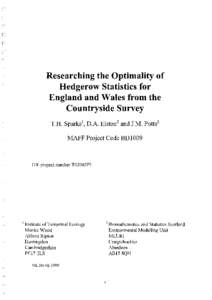 Researching the Optimality of  Hedgerow Statistics for England and Wales from the