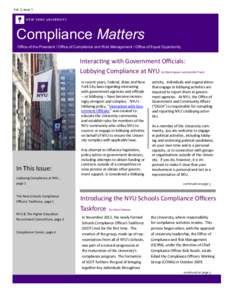 Vol. 2, Issue 1  Compliance Matters Compliance Matters