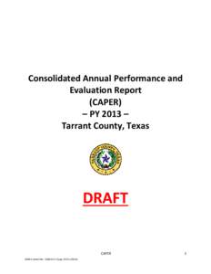 Consolidated Annual Performance and Evaluation Report (CAPER) – PY 2013 – Tarrant County, Texas