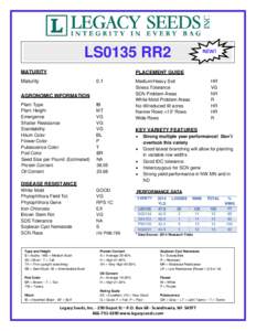 LS0135 RR2 MATURITY NEW!  PLACEMENT GUIDE
