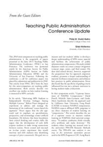 From the Guest Editors  Teaching Public Administration Conference Update Philip M. Dodd-Nufrio Metropolitan College of New York