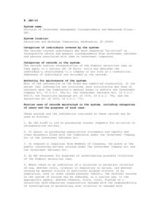 #..SEC-21 System name: Division of Investment Management Correspondence and Memoranda Files-SEC. System location: Securities and Exchange Commission, Washington, DC[removed]Categories of individuals covered by the system: