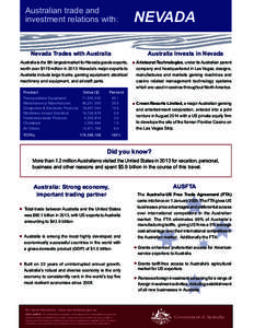 Australian trade and investment relations with: Australia  NEVADA