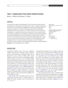 Q IWA Publishing 2010 Journal of Water and Health | 08.4 |  ‘Hom’: a simple point of use water treatment device Moses J. Omedi and Emmanuel C. Kipkorir