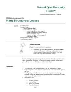 CMG GardenNotes #134  Plant Structures: Leaves Outline:  Function, page 1