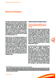 EMISSIONS GAP REPORT A UNEP Synthesis  Executive Summary The world is moving towards a crucial new climate agreement in 2015, which could provide the longneeded global plan to slow down climate change