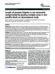 Length of prostate biopsies is not necessarily compromised by pooling multiple cores in one paraffin block: an observational study
