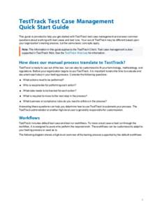 TestTrack Test Case Management Quick Start Guide v2015
